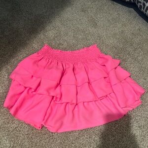 SHEIN Hot Pink Tiered Ruffle Skater Skirt